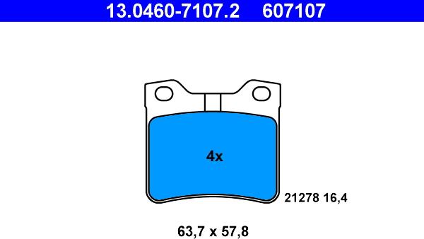 ATE 13.0460-7107.2 - Kit pastiglie freno, Freno a disco autozon.pro