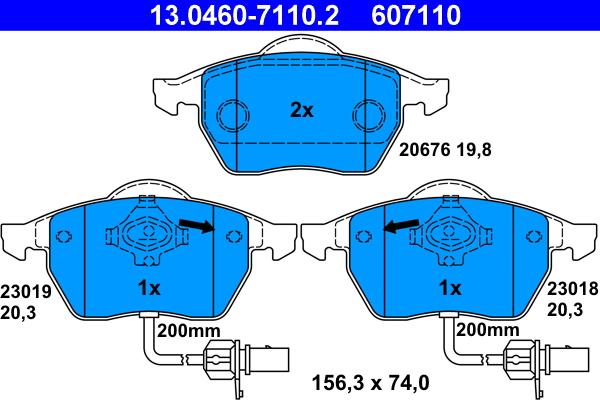 ATE 13.0460-7110.2 - Kit pastiglie freno, Freno a disco autozon.pro