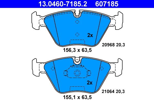 ATE 13.0460-7185.2 - Kit pastiglie freno, Freno a disco autozon.pro