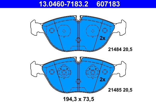 ATE 13.0460-7183.2 - Kit pastiglie freno, Freno a disco autozon.pro