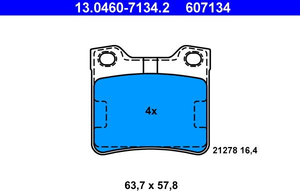 ATE 13.0460-7134.2 - Kit pastiglie freno, Freno a disco autozon.pro