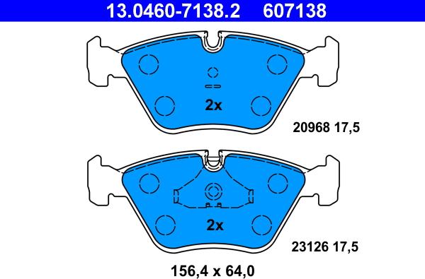 ATE 13.0460-7138.2 - Kit pastiglie freno, Freno a disco autozon.pro