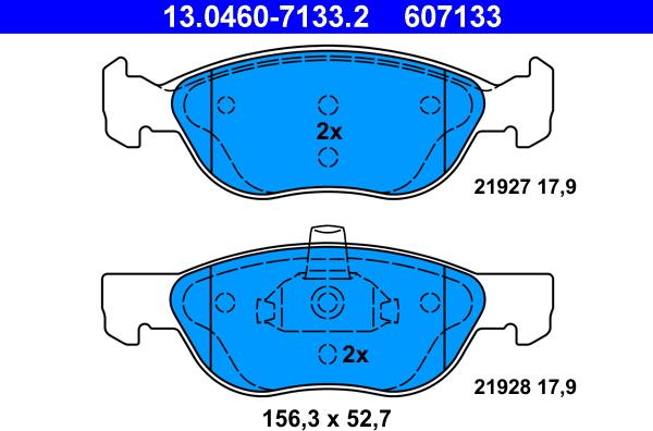 ATE 13.0460-7133.2 - Kit pastiglie freno, Freno a disco autozon.pro