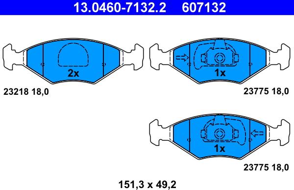 ATE 13.0460-7132.2 - Kit pastiglie freno, Freno a disco autozon.pro