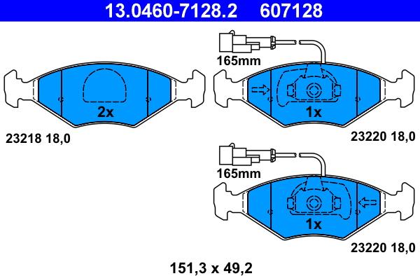 ATE 13.0460-7128.2 - Kit pastiglie freno, Freno a disco autozon.pro