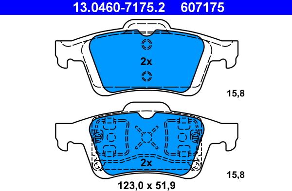 ATE 13.0460-7175.2 - Kit pastiglie freno, Freno a disco autozon.pro