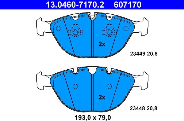 ATE 13.0460-7170.2 - Kit pastiglie freno, Freno a disco autozon.pro