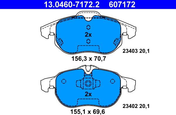 ATE 13.0460-7172.2 - Kit pastiglie freno, Freno a disco autozon.pro