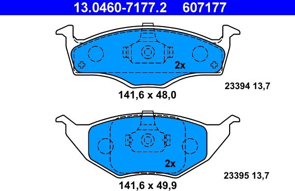 ATE 13.0460-7177.2 - Kit pastiglie freno, Freno a disco autozon.pro