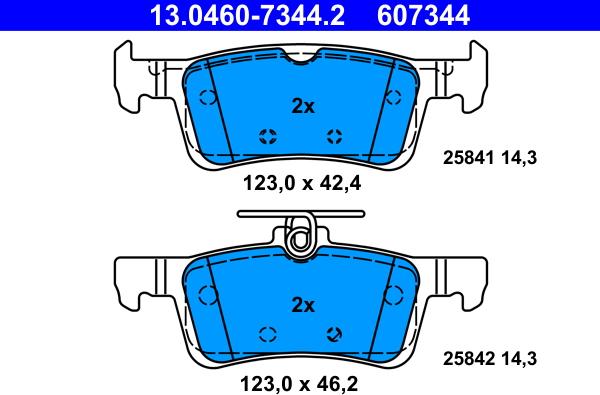 ATE 13.0460-7344.2 - Kit pastiglie freno, Freno a disco autozon.pro