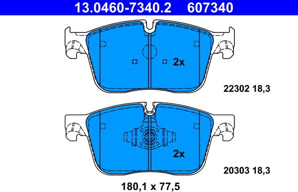 ATE 13.0460-7340.2 - Kit pastiglie freno, Freno a disco autozon.pro