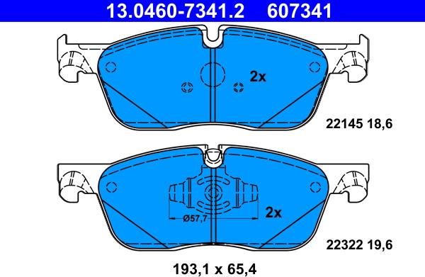 ATE 13.0460-7341.2 - Kit pastiglie freno, Freno a disco autozon.pro