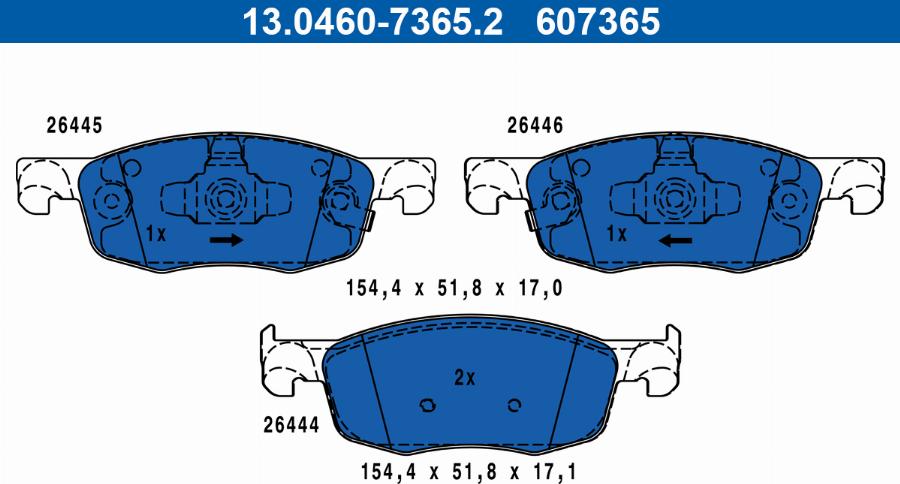 ATE 13.0460-7365.2 - Kit pastiglie freno, Freno a disco autozon.pro