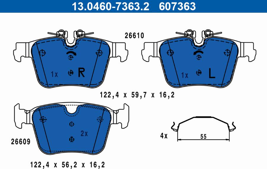 ATE 13.0460-7363.2 - Kit pastiglie freno, Freno a disco autozon.pro