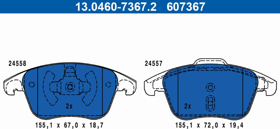 ATE 13.0460-7367.2 - Kit pastiglie freno, Freno a disco autozon.pro