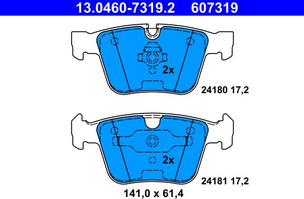 ATE 13.0460-7319.2 - Kit pastiglie freno, Freno a disco autozon.pro