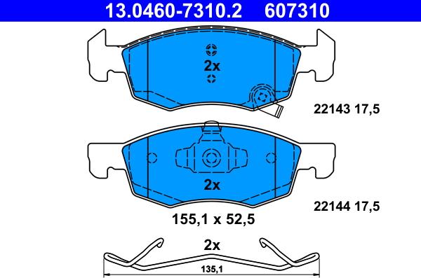 ATE 13.0460-7310.2 - Kit pastiglie freno, Freno a disco autozon.pro