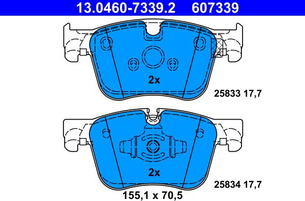 ATE 13.0460-7339.2 - Kit pastiglie freno, Freno a disco autozon.pro