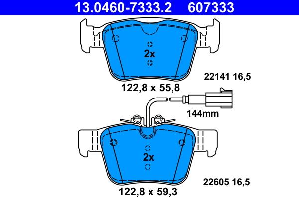 ATE 13.0460-7333.2 - Kit pastiglie freno, Freno a disco autozon.pro