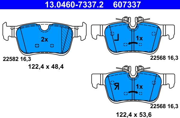 ATE 13.0460-7337.2 - Kit pastiglie freno, Freno a disco autozon.pro