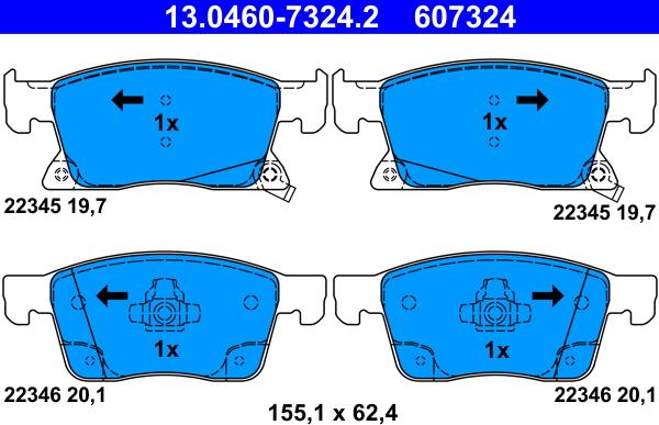 ATE 13.0460-7324.2 - Kit pastiglie freno, Freno a disco autozon.pro