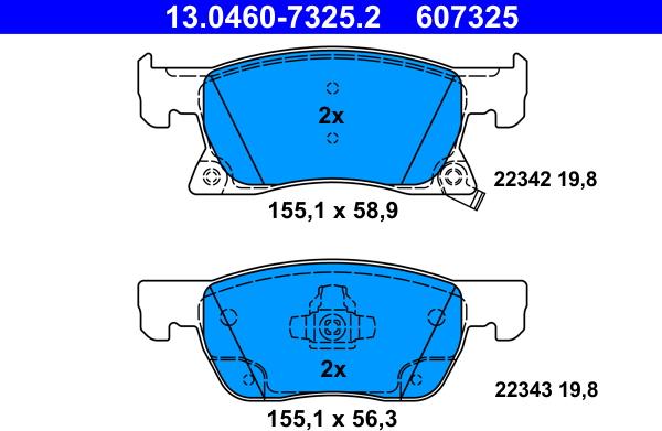 ATE 13.0460-7325.2 - Kit pastiglie freno, Freno a disco autozon.pro