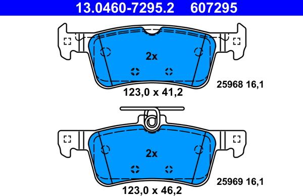 ATE 13.0460-7295.2 - Kit pastiglie freno, Freno a disco autozon.pro