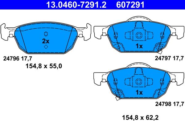 ATE 13.0460-7291.2 - Kit pastiglie freno, Freno a disco autozon.pro