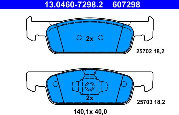 ATE 13.0460-7298.2 - Kit pastiglie freno, Freno a disco autozon.pro