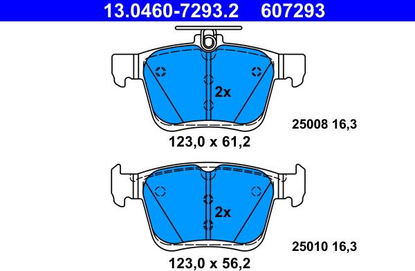 ATE 13.0460-7293.2 - Kit pastiglie freno, Freno a disco autozon.pro