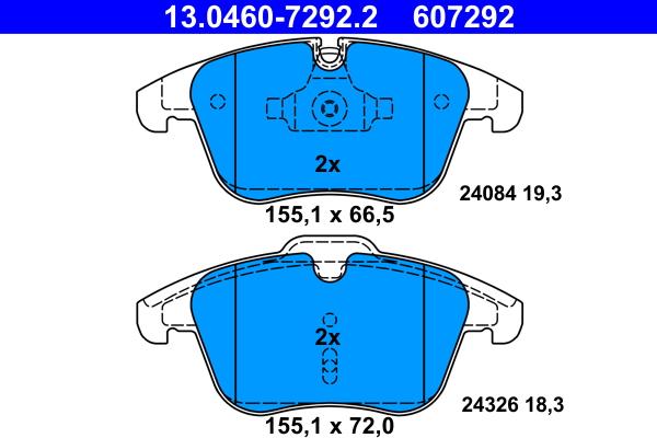 ATE 13.0460-7292.2 - Kit pastiglie freno, Freno a disco autozon.pro