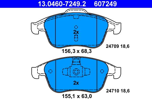 ATE 13.0460-7249.2 - Kit pastiglie freno, Freno a disco autozon.pro