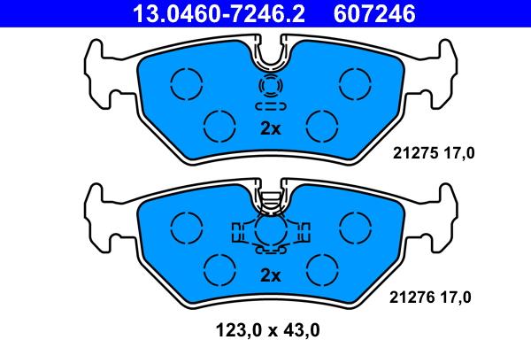 ATE 13.0460-7246.2 - Kit pastiglie freno, Freno a disco autozon.pro