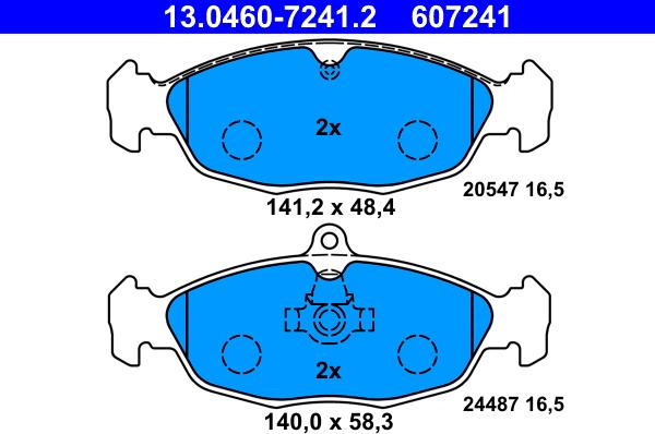 ATE 13.0460-7241.2 - Kit pastiglie freno, Freno a disco autozon.pro