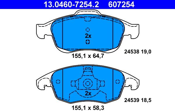 ATE 13.0460-7254.2 - Kit pastiglie freno, Freno a disco autozon.pro