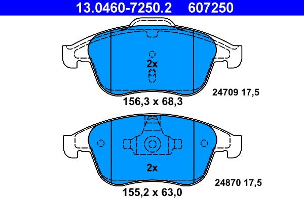 ATE 13.0460-7250.2 - Kit pastiglie freno, Freno a disco autozon.pro