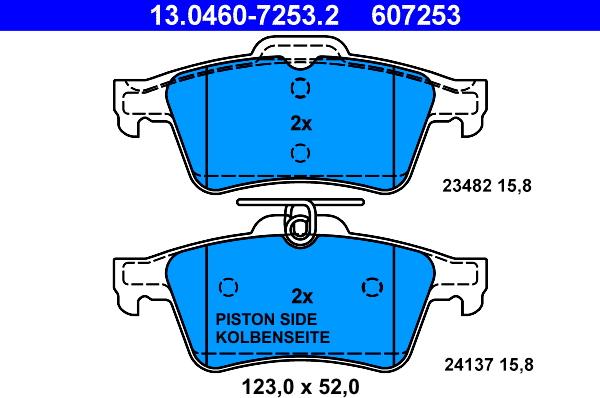 ATE 13.0460-7253.2 - Kit pastiglie freno, Freno a disco autozon.pro