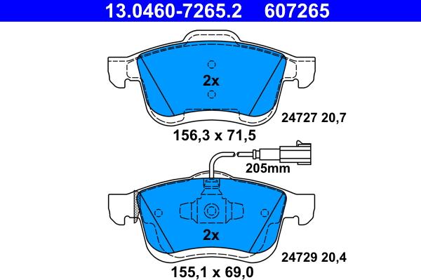 ATE 13.0460-7265.2 - Kit pastiglie freno, Freno a disco autozon.pro