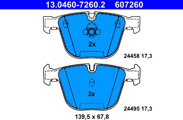 ATE 13.0460-7260.2 - Kit pastiglie freno, Freno a disco autozon.pro