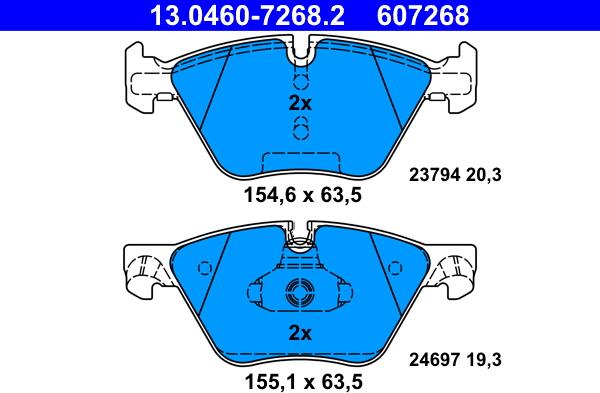 ATE 13.0460-7268.2 - Kit pastiglie freno, Freno a disco autozon.pro