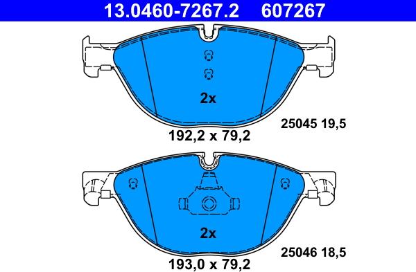 ATE 13.0460-7267.2 - Kit pastiglie freno, Freno a disco autozon.pro