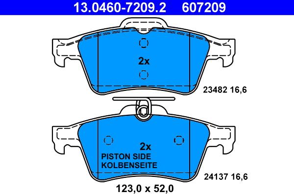 ATE 13.0460-7209.2 - Kit pastiglie freno, Freno a disco autozon.pro