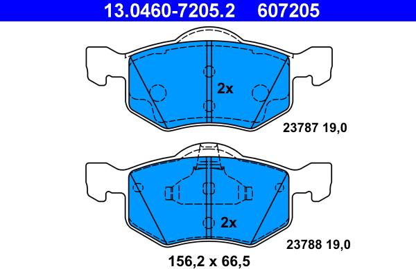 ATE 13.0460-7205.2 - Kit pastiglie freno, Freno a disco autozon.pro