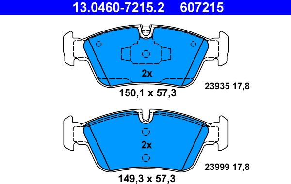 ATE 13.0460-7215.2 - Kit pastiglie freno, Freno a disco autozon.pro