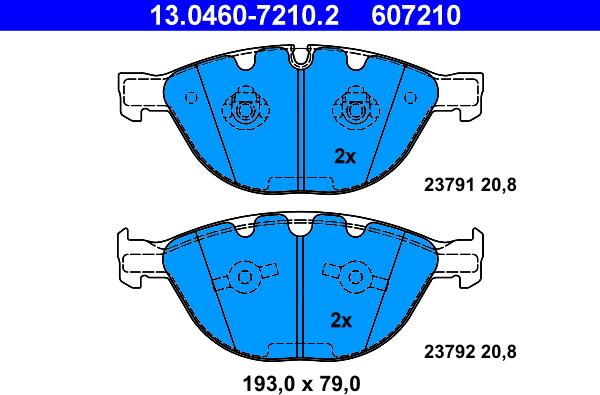 ATE 13.0460-7210.2 - Kit pastiglie freno, Freno a disco autozon.pro