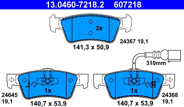 ATE 13.0460-7218.2 - Kit pastiglie freno, Freno a disco autozon.pro