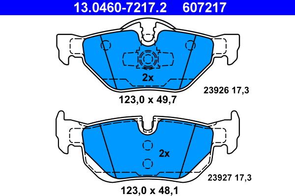 ATE 13.0460-7217.2 - Kit pastiglie freno, Freno a disco autozon.pro