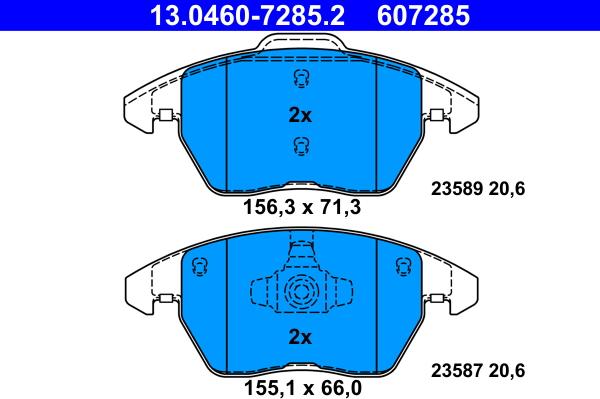 ATE 13.0460-7285.2 - Kit pastiglie freno, Freno a disco autozon.pro