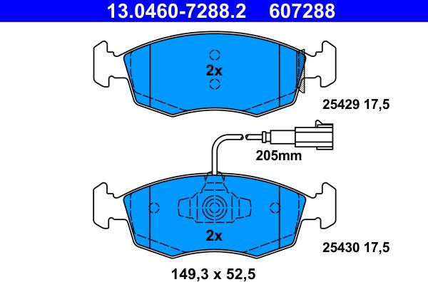 ATE 13.0460-7288.2 - Kit pastiglie freno, Freno a disco autozon.pro