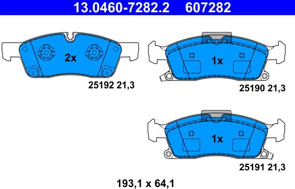 ATE 13.0460-7282.2 - Kit pastiglie freno, Freno a disco autozon.pro